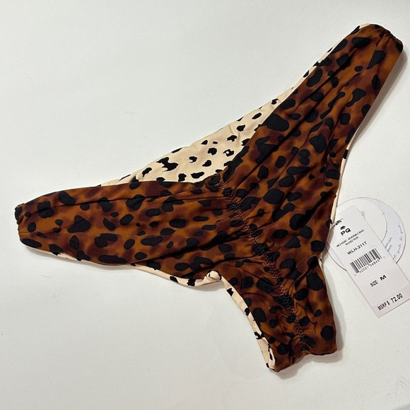 PilyQ PQ Wild Heart Reversible Animal Print Ruched Swim Bikini Bottom Size M NWT - Picture 6 of 8